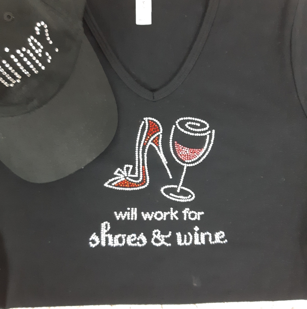 3/$18 Embellished Wine Lover's T-Shirt & Hat - Picture 8 of 8
